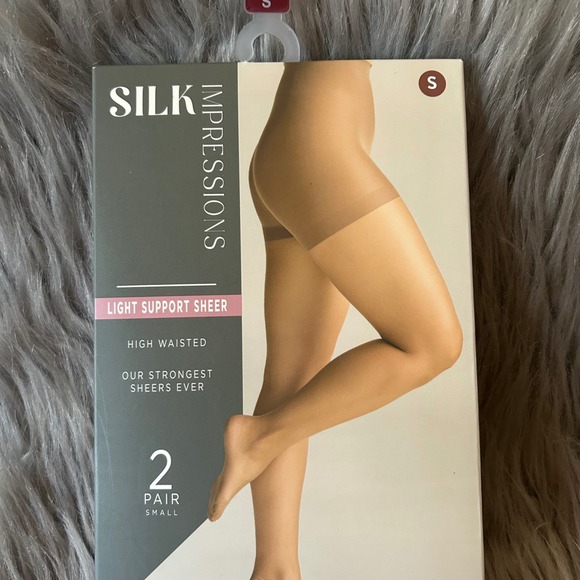 Silk Impressions Light Support Sheer Tights Womens Small Coffee Bean High Waist - Picture 2 of 4